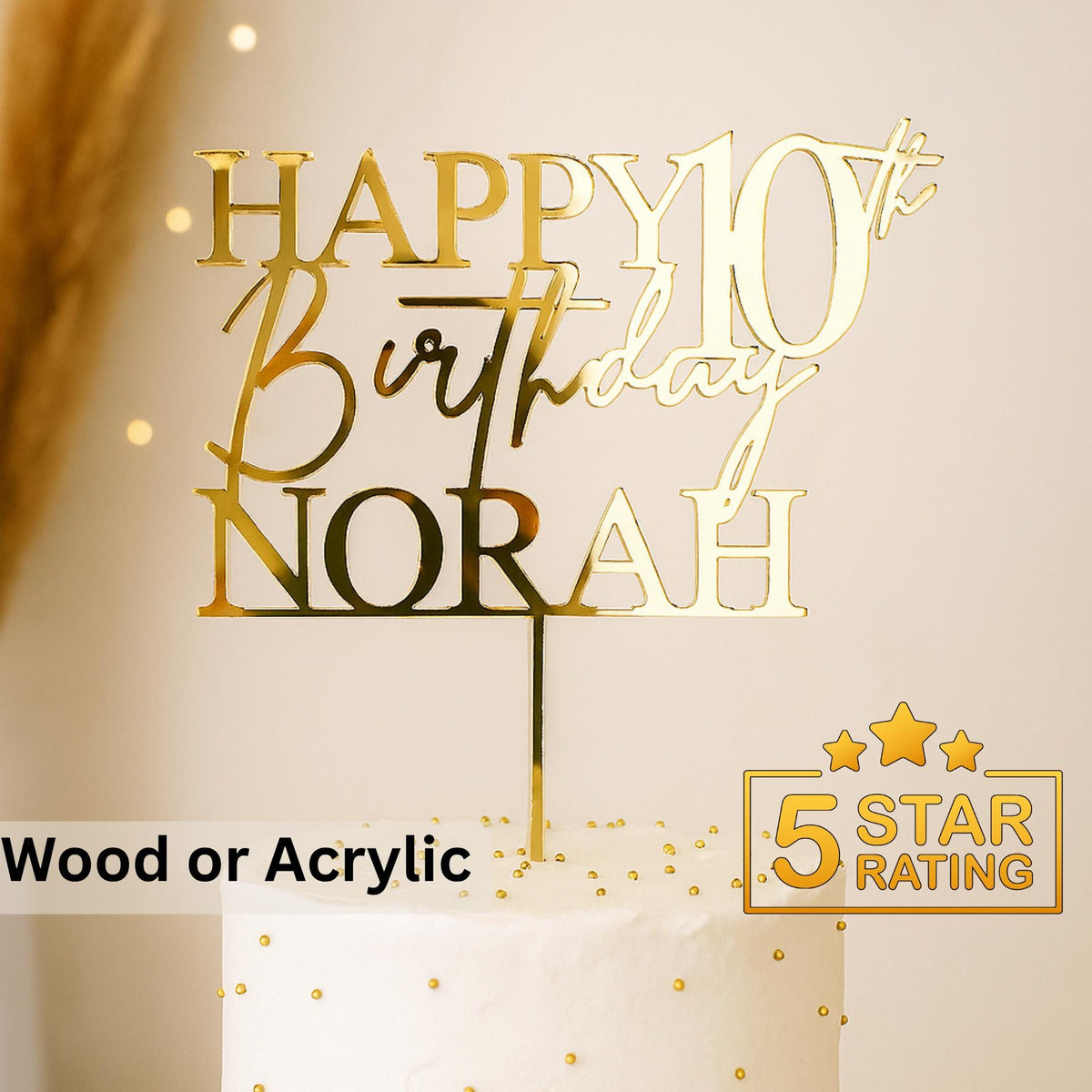 Personalized Birthday Cake Topper with Year