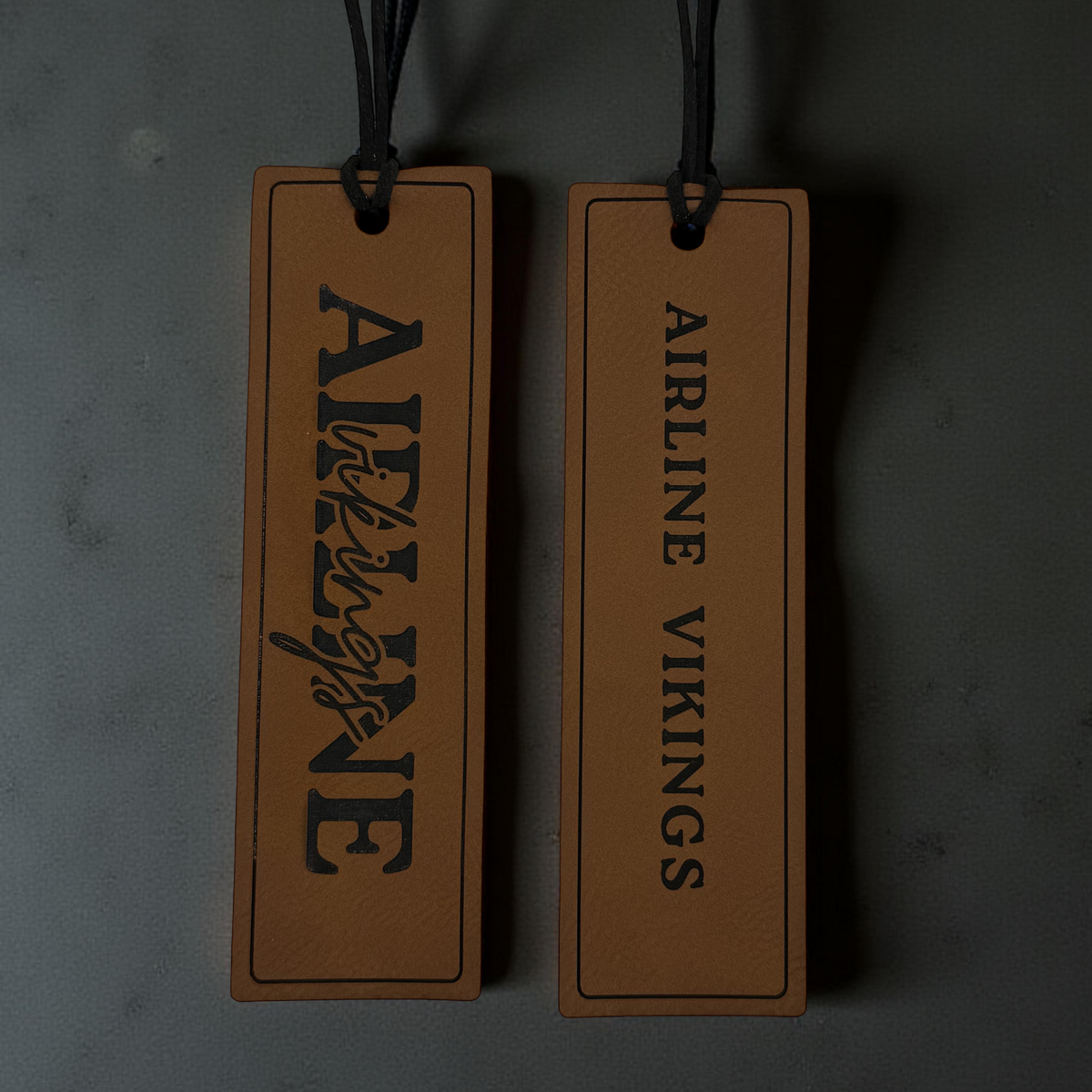 Airline Vikings Leatherette Bookmark | 10.5” Laser Engraved School Spirit Gift | Thin & Flexible Faux Leather