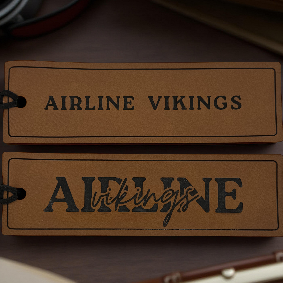 Airline Vikings Leatherette Bookmark | 10.5” Laser Engraved School Spirit Gift | Thin & Flexible Faux Leather