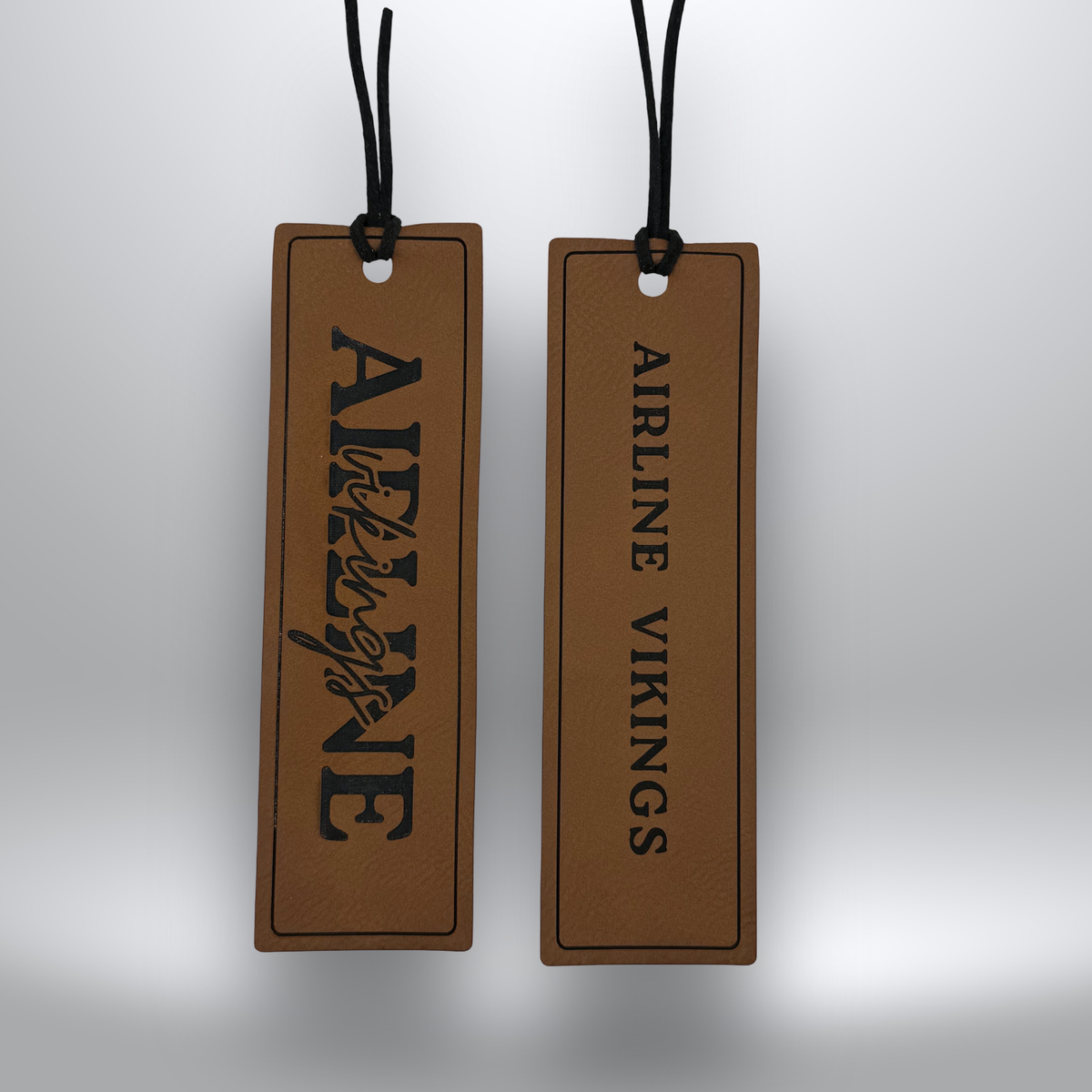 Airline Vikings Leatherette Bookmark | 10.5” Laser Engraved School Spirit Gift | Thin & Flexible Faux Leather
