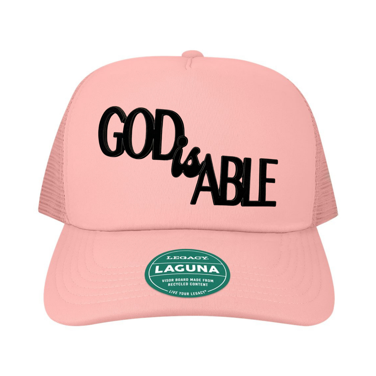 GOD is ABLE Trucker Hat | Leather Patch Snapback Hat | Christian Hat