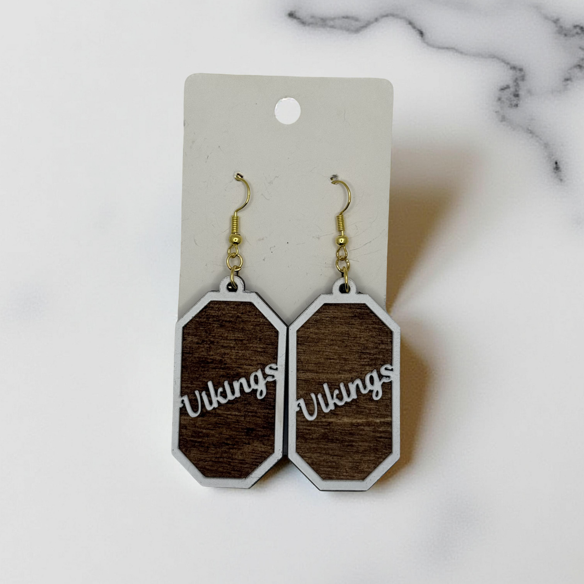 Vikings Wooden + Acrylic Earrings | Handmade Layered Drop Earrings