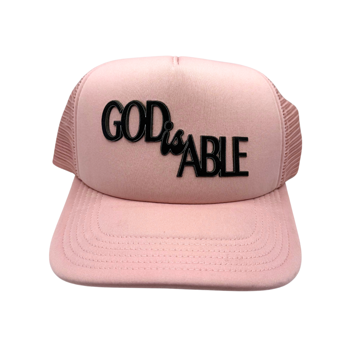GOD is ABLE Trucker Hat | Leather Patch Snapback Hat | Christian Hat