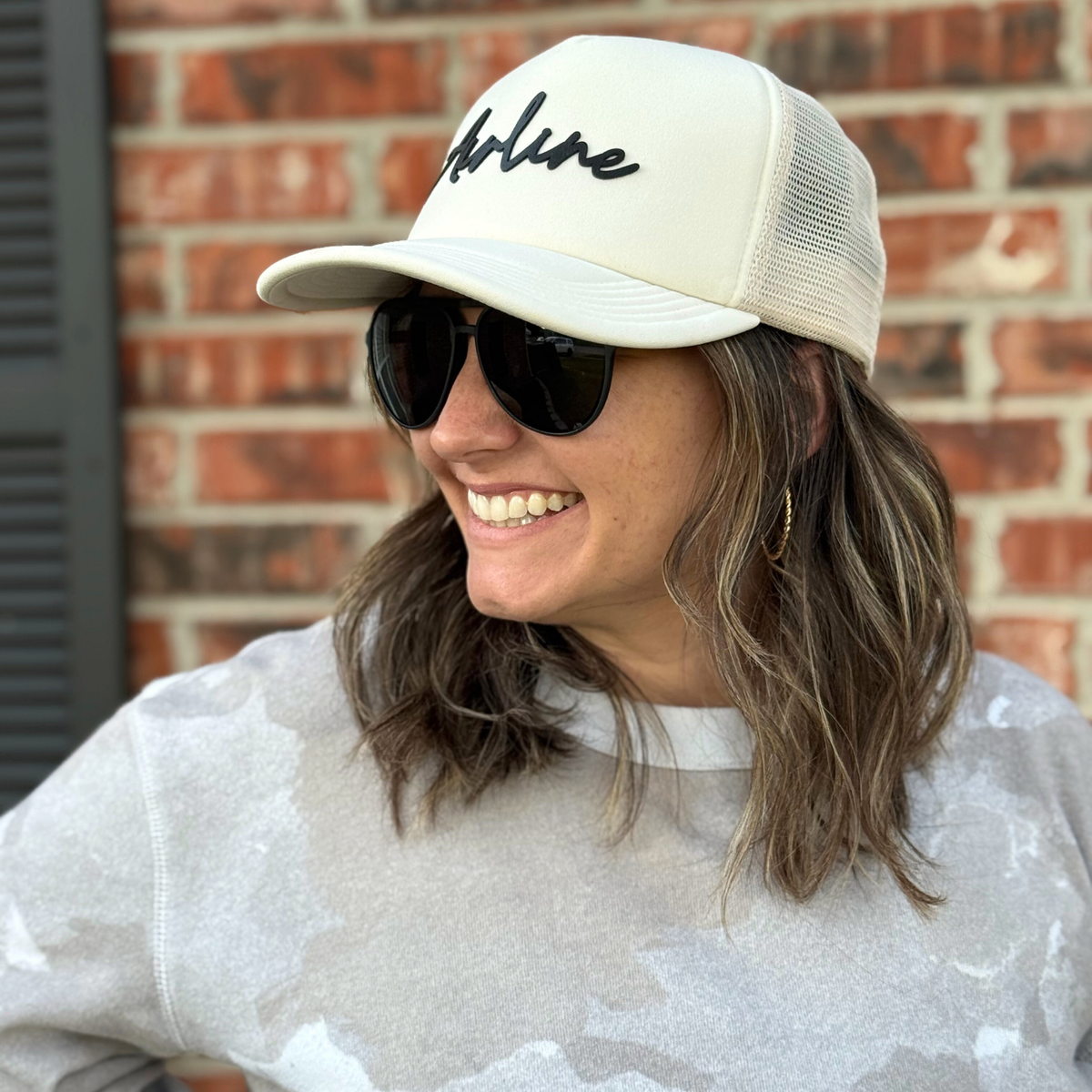 Airline Script Hat | Legacy Laguna Trucker Hat | Leatherette Patch