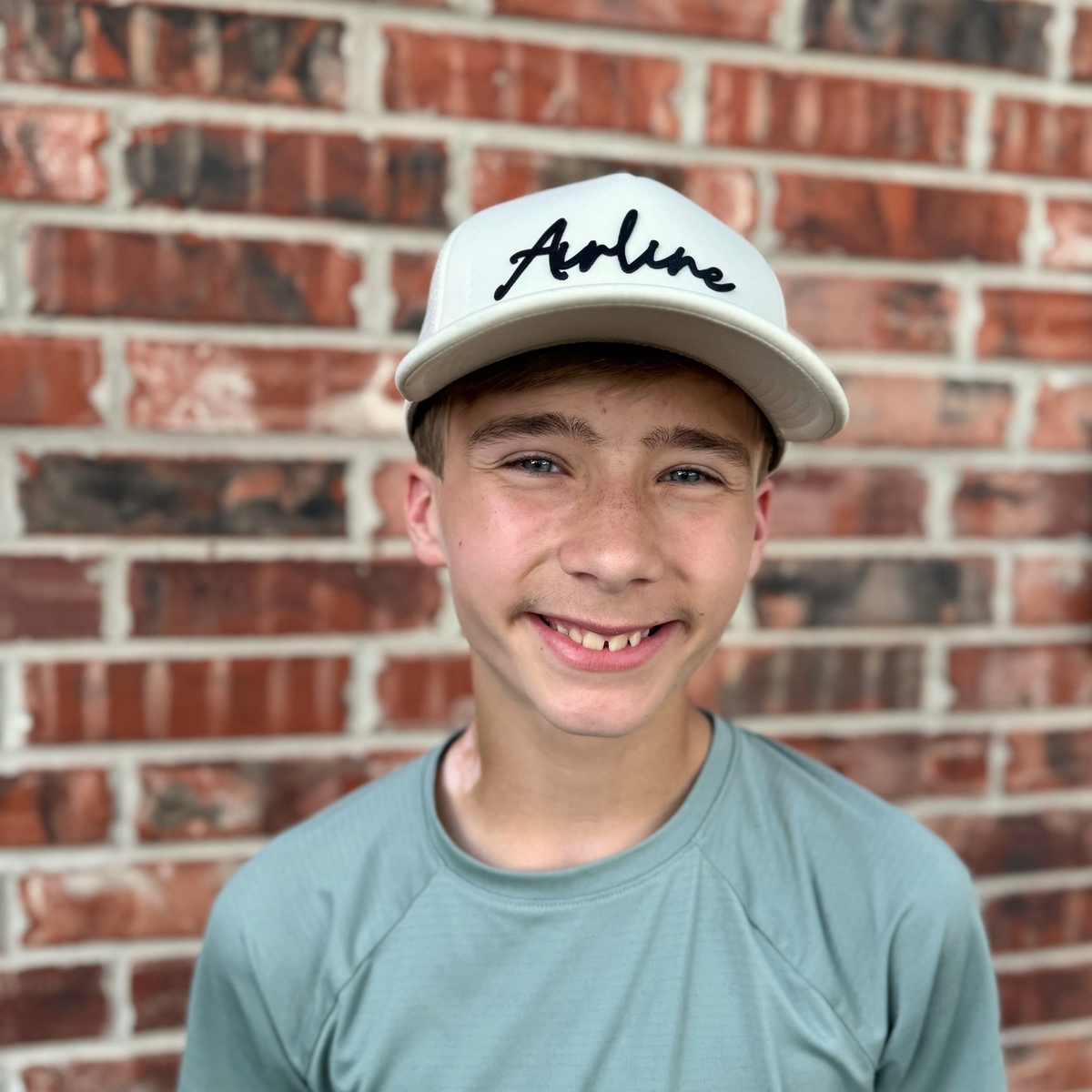 Airline Script Hat | Legacy Laguna Trucker Hat | Leatherette Patch