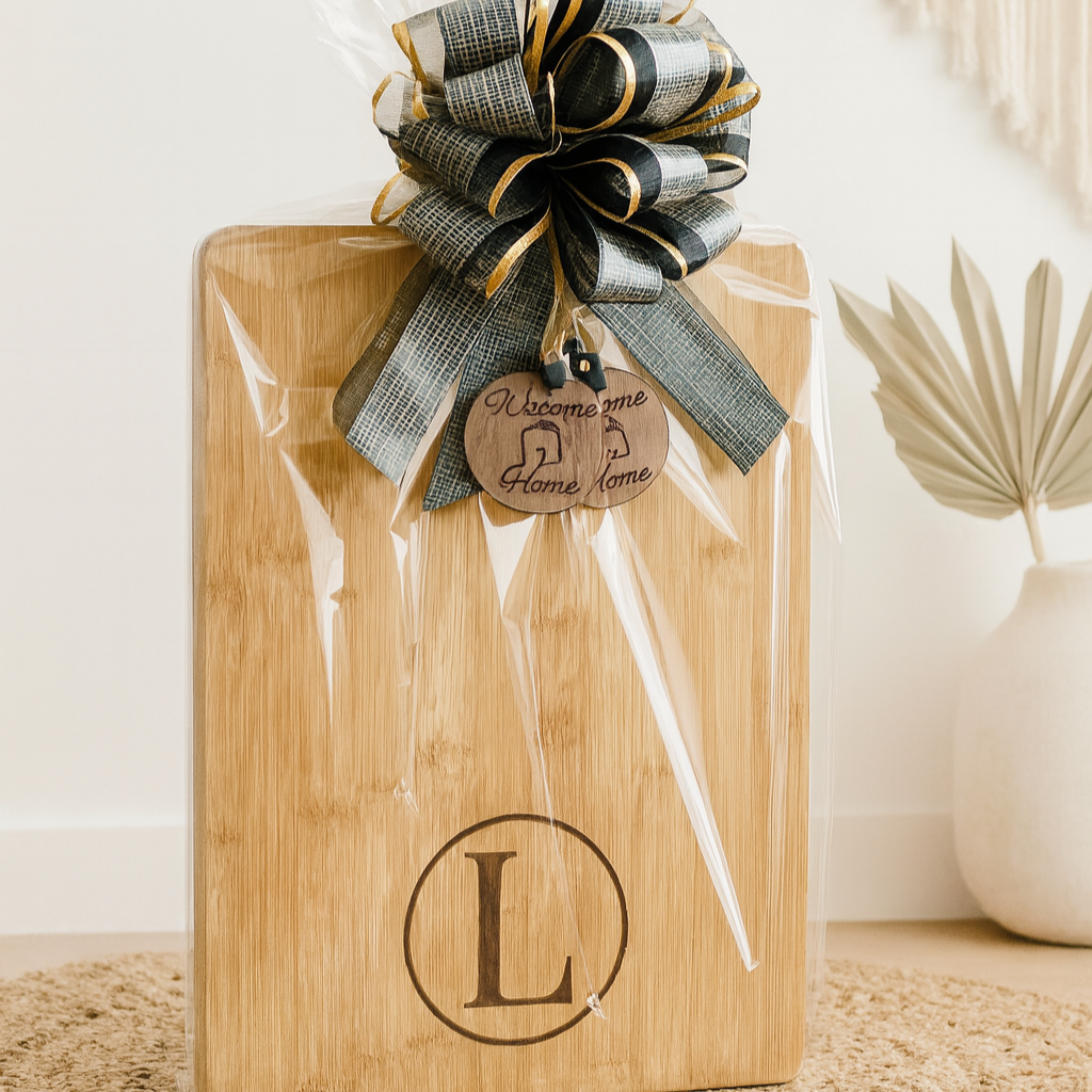 Custom Bamboo Cutting Board | 2 Personalized Keychains