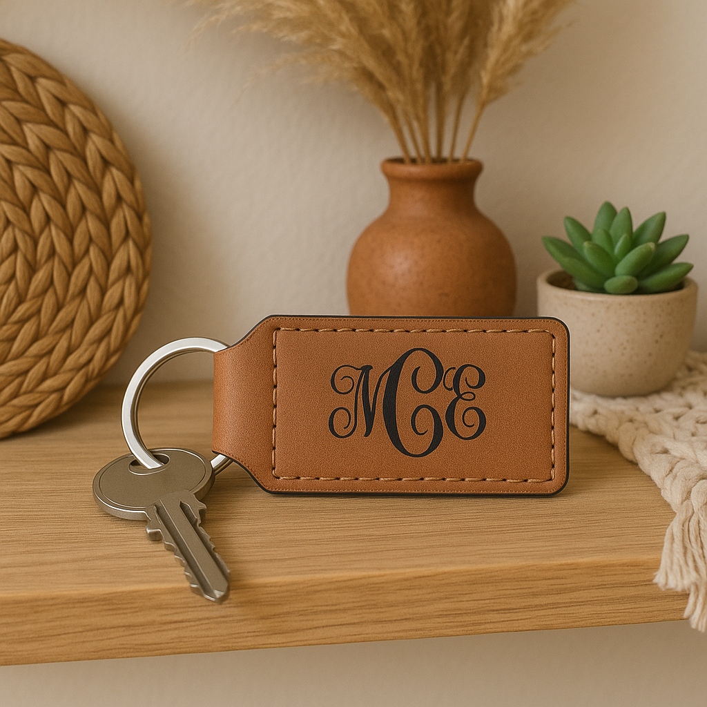 Personalized or Branded Leatherette Keychain