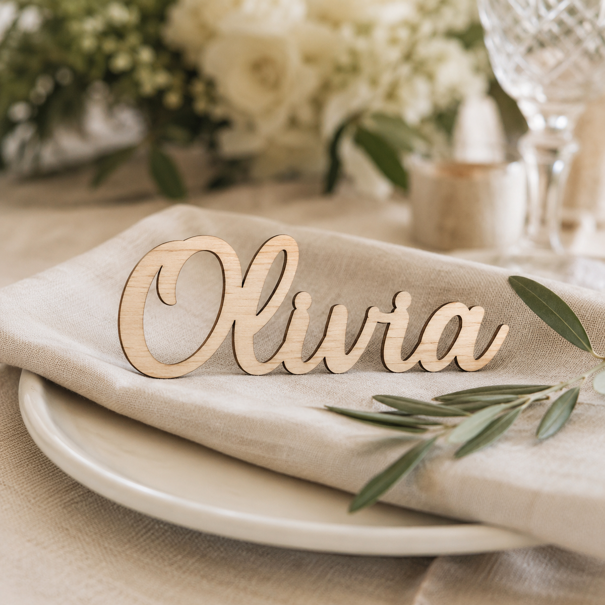 Raw wood Personalized Name Place Cards