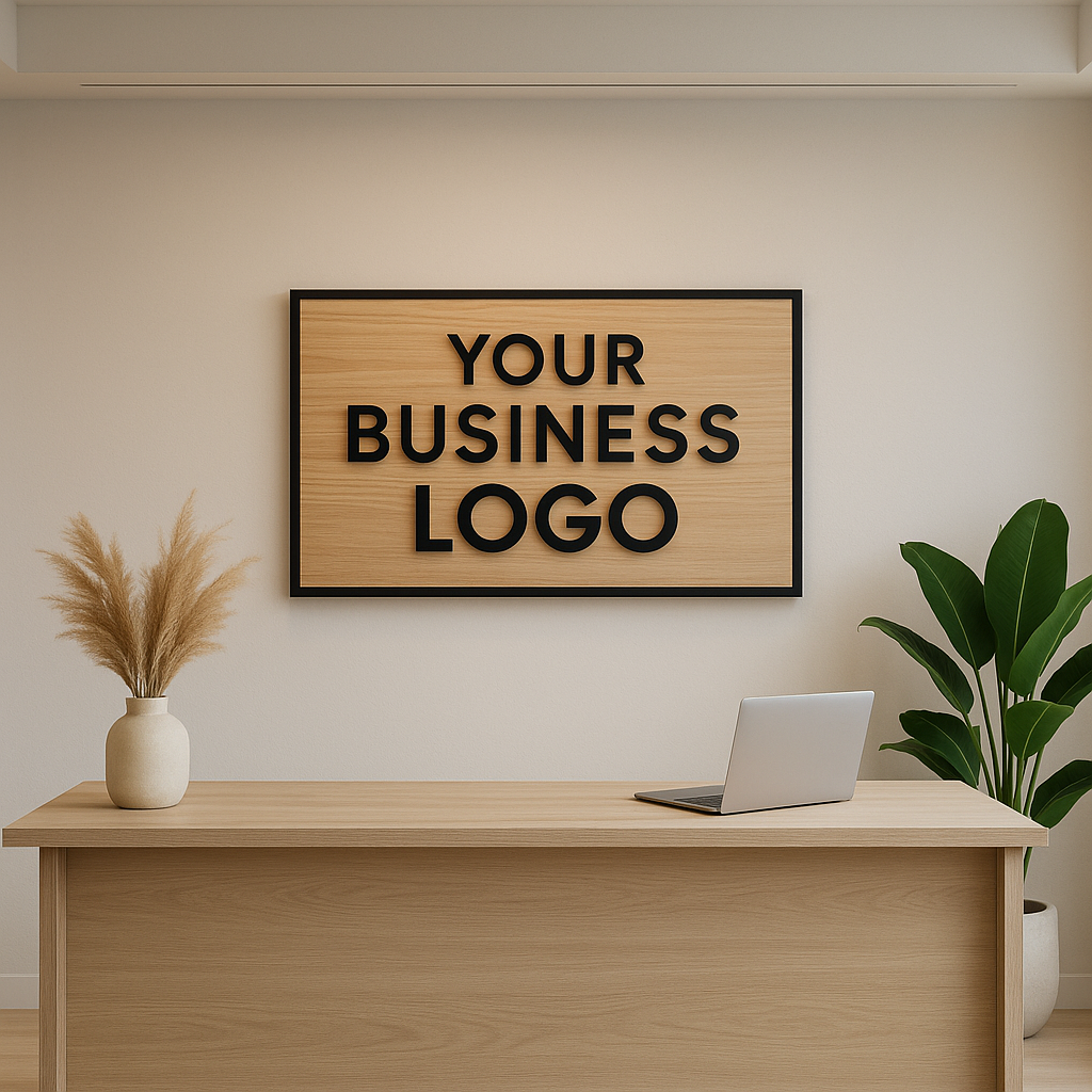 Custom Business Logo Sign | 2-Layer 1/8&quot; Acrylic &amp; 1/2&quot; Wood