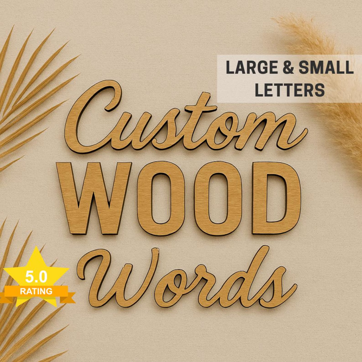Custom Wood Words Measured by Width