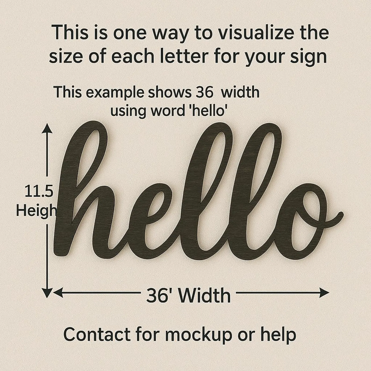 Custom Wood Words Measured by Width