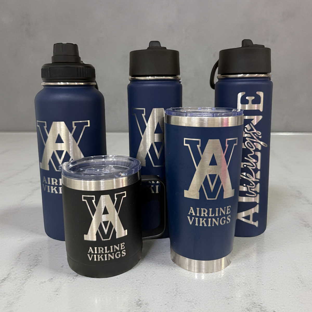 Engraved Airline Vikings Stainless Steel Drinkware