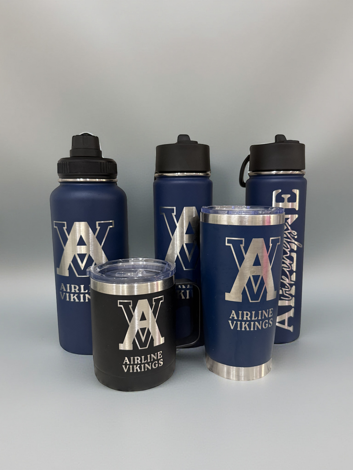 Engraved Airline Vikings Stainless Steel Drinkware