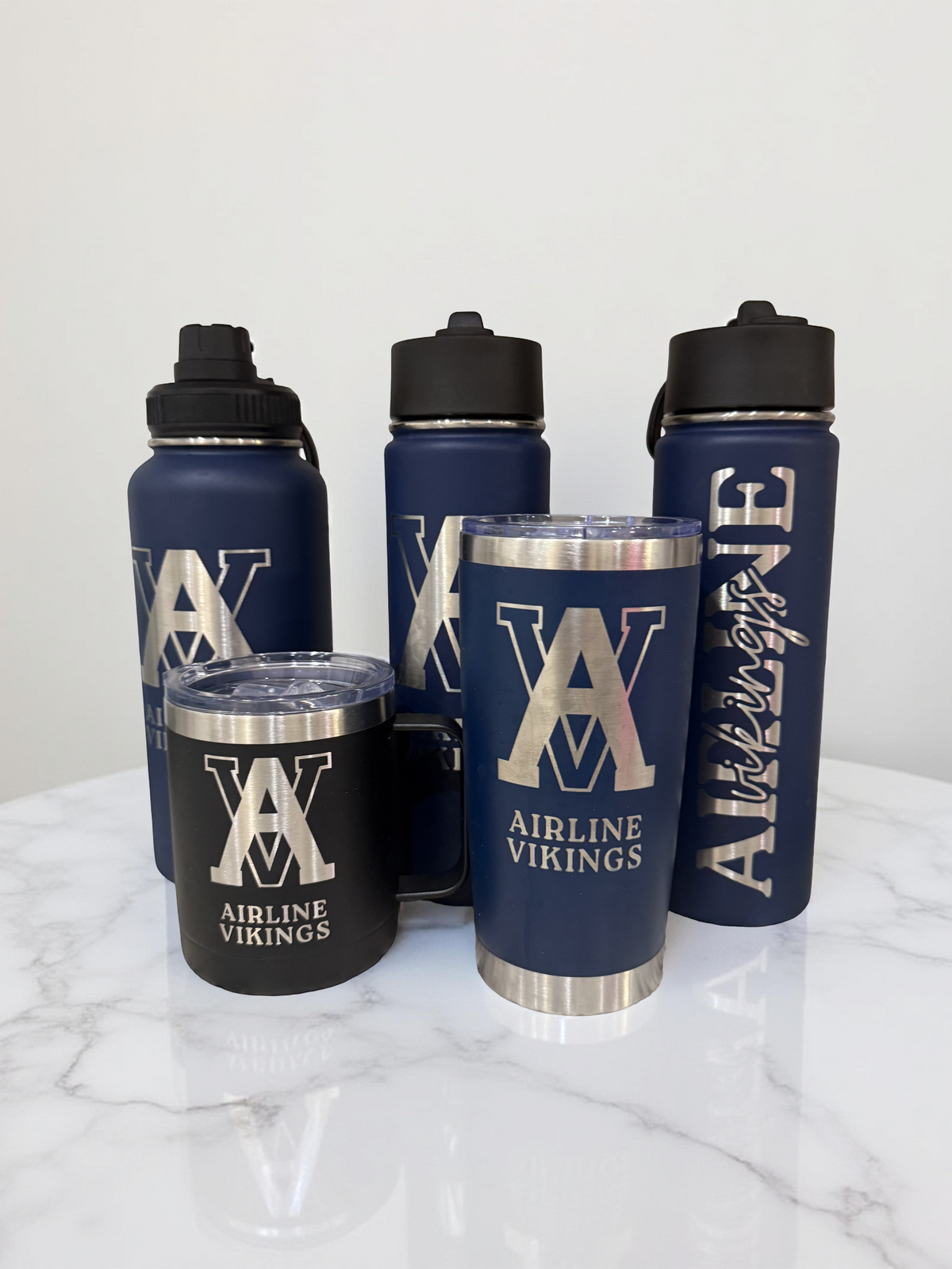 Engraved Airline Vikings Stainless Steel Drinkware
