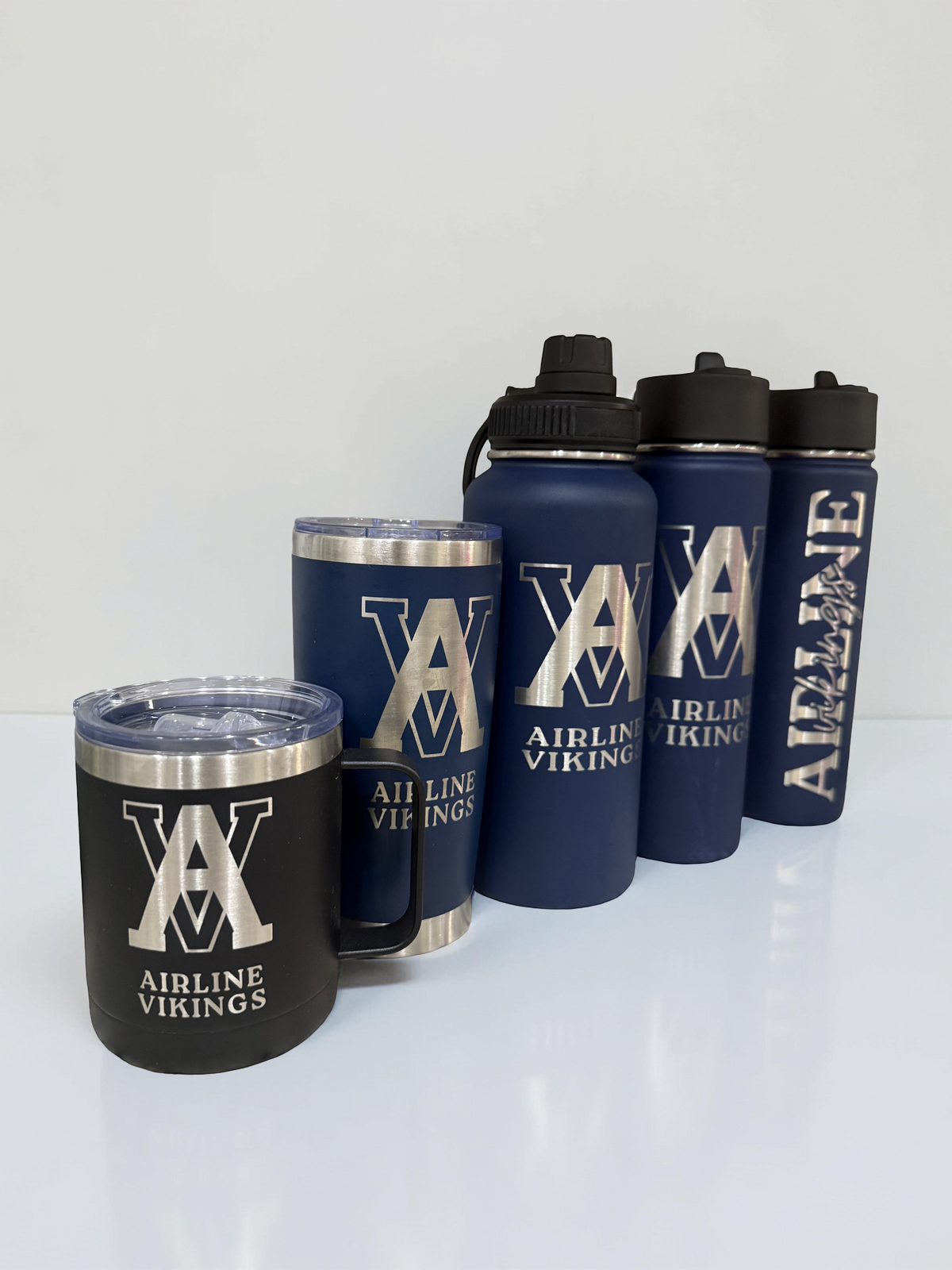 Engraved Airline Vikings Stainless Steel Drinkware