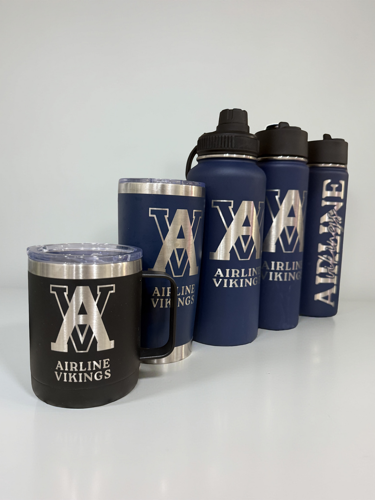 Engraved Airline Vikings Stainless Steel Drinkware