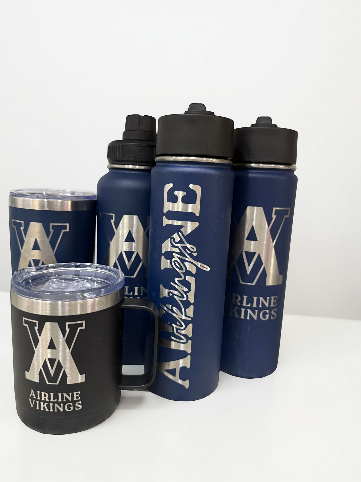 Engraved Airline Vikings Stainless Steel Drinkware