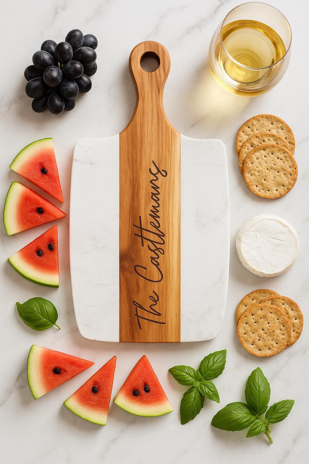 Marble and Wood Cutting Board