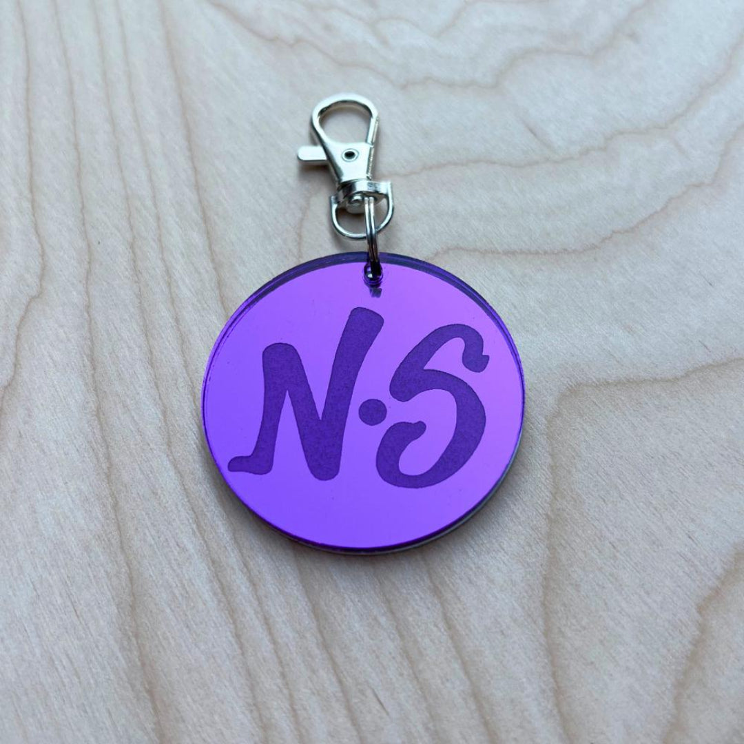 Purple mirror acrylic keychain engraved NS