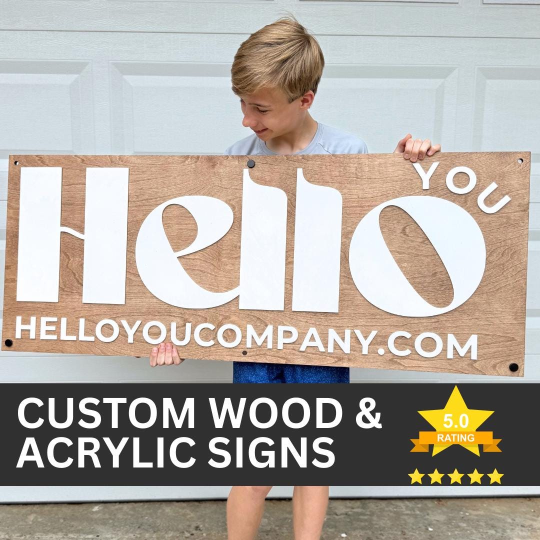 Custom Business Logo Sign | 2-Layer 1/8&quot; Acrylic &amp; 1/2&quot; Wood