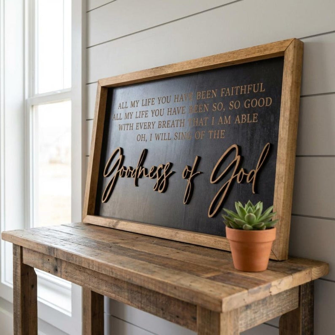 Goodness of God Engraved Wood Sign